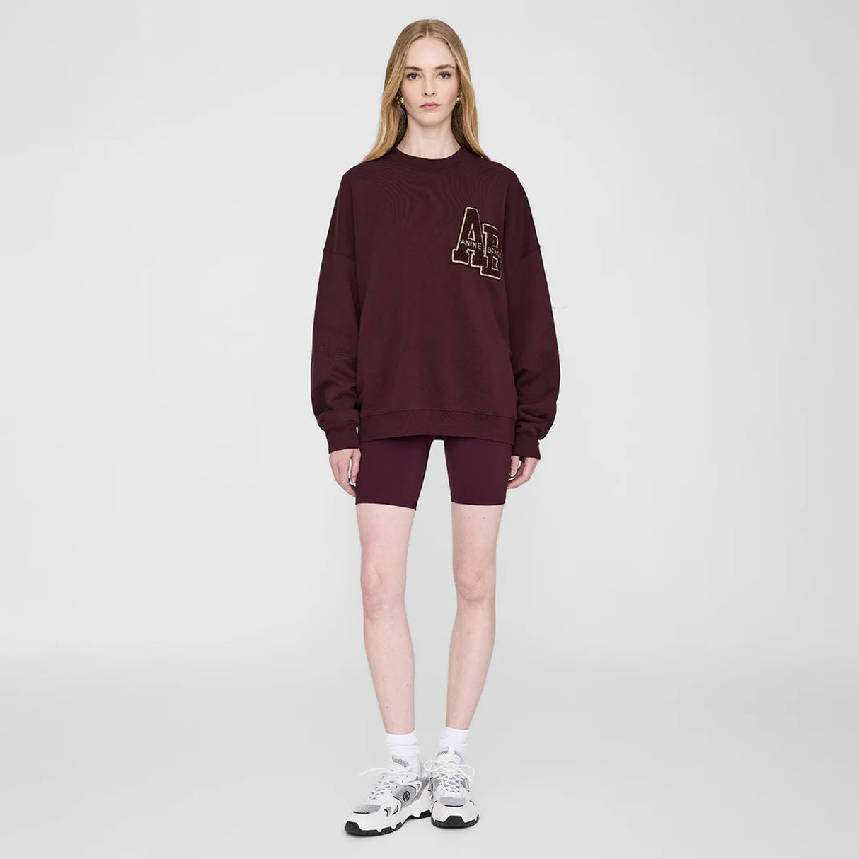 Anine Bing MILES OVERSIZED SWEATSHIRT LETTERMAN, Dark Burgundy