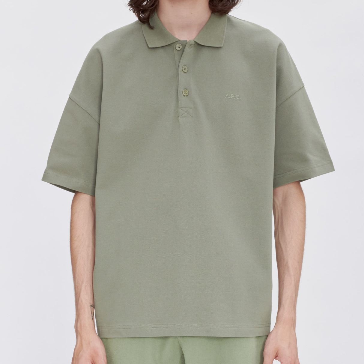 A.P.C. ANTOINE POLO SHIRT, Light Kaki