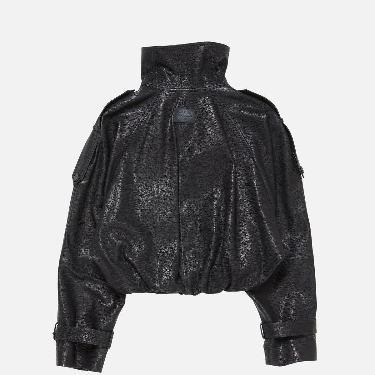 Acne Studios CROPPED LEATHER TRENCH COAT, Black