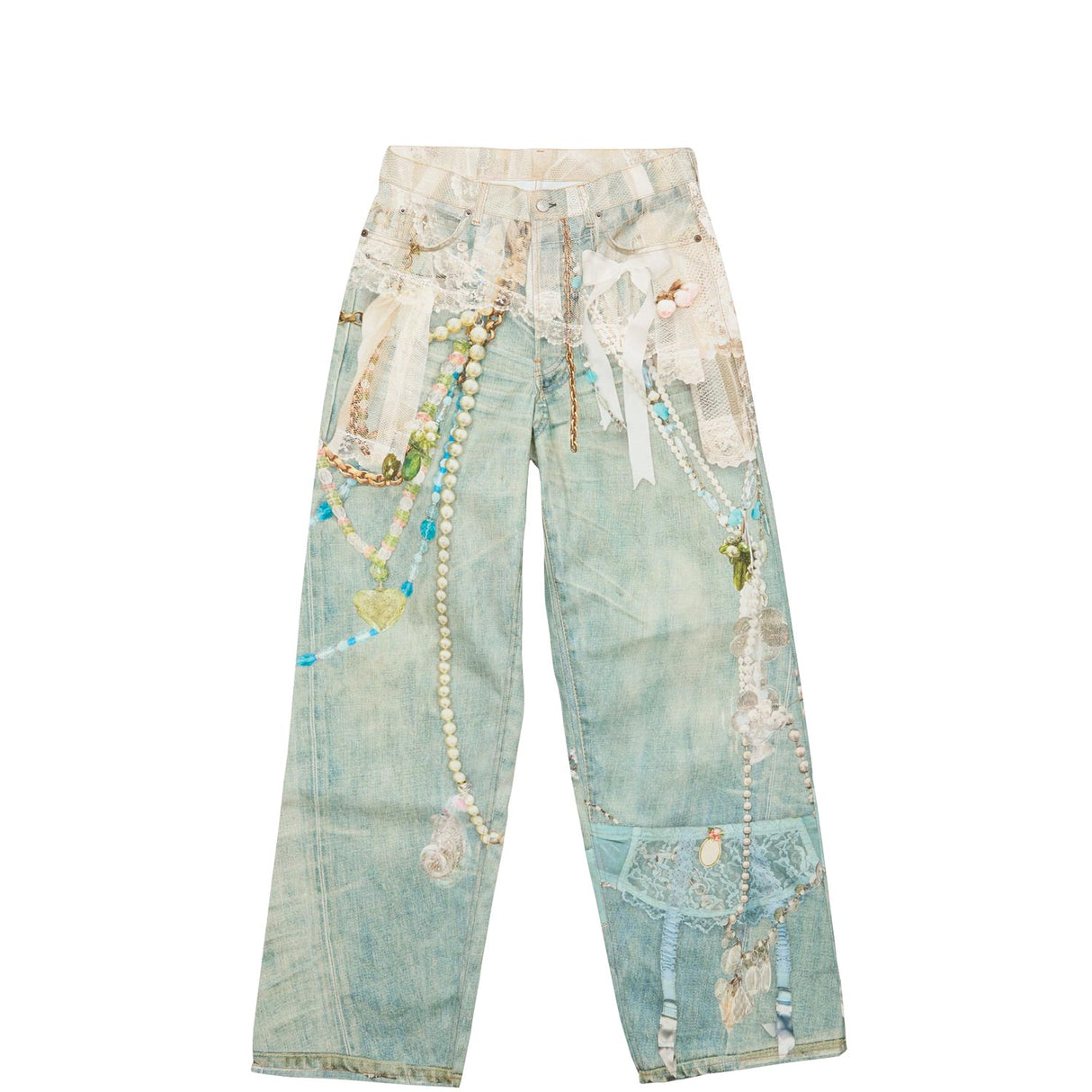 Acne Studios LOOSE FIT JEANS - 1981, White/Green
