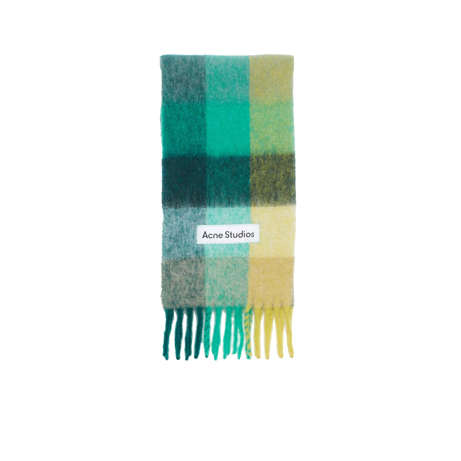 Acne Studios MOHAIR CHECKED SCARF, Jade Green/Yellow – Beamhill