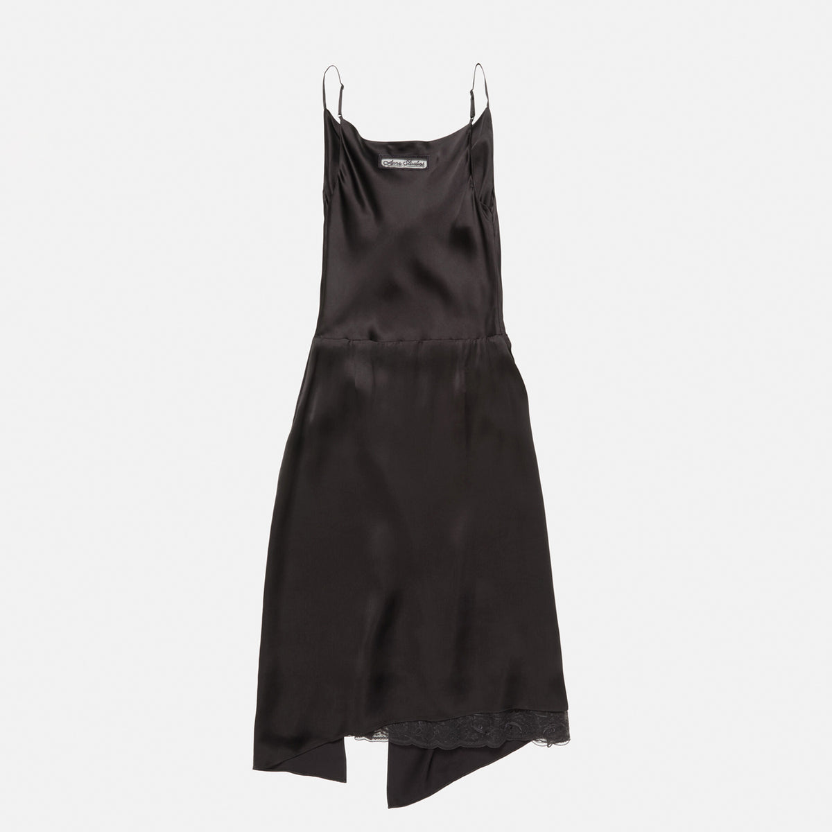 Acne Studios SHINY SATIN SLIP DRESS, Dark Brown