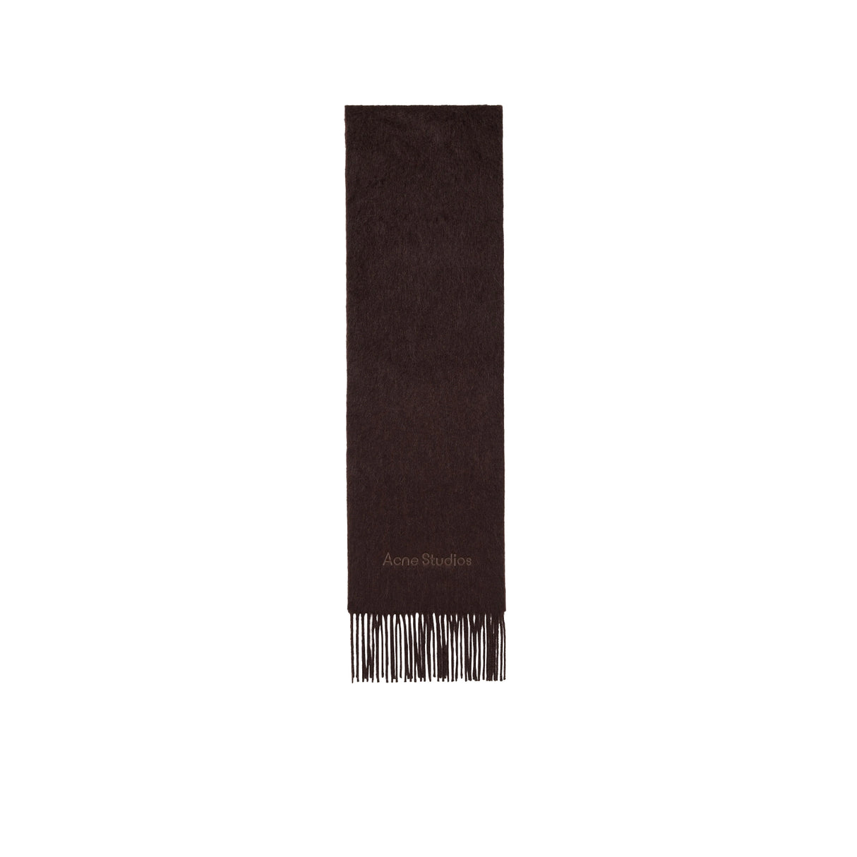 Acne Studios WOOL LOGO SCARF, Dark Brown Melange