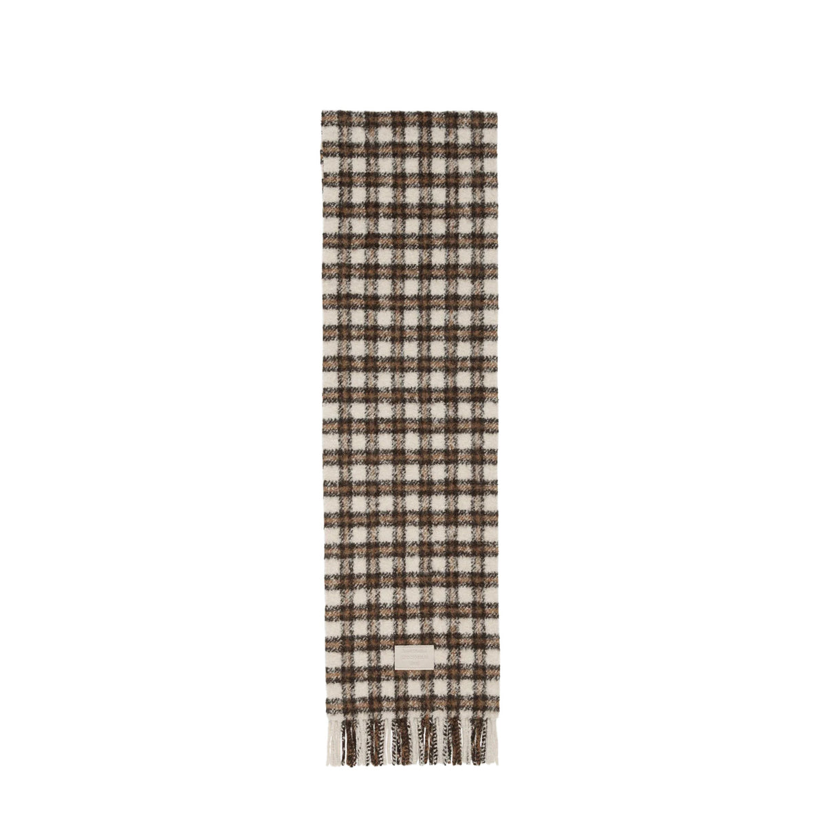 Acne Studios CHECKED LOGO SCARF, Beige/Brown