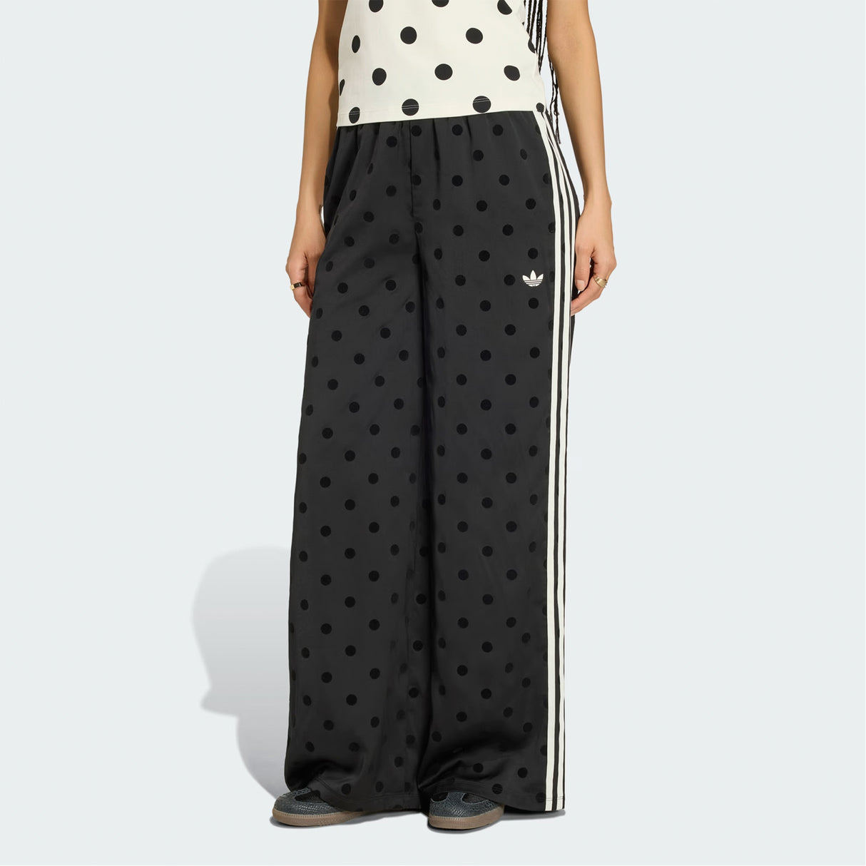 Adidas SATIN POLKA DOTS WIDE LEG PANTS, Black