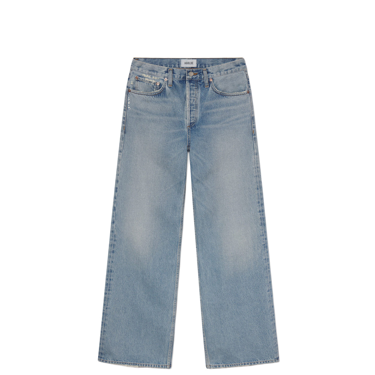 Light blue jeans on a white background