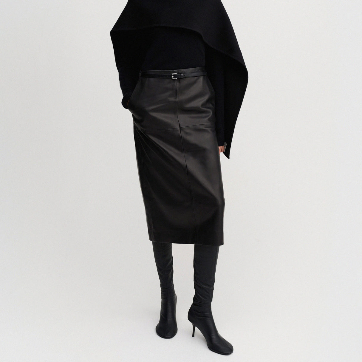 Almada Label BIRDY LEATHER SKIRT, Black