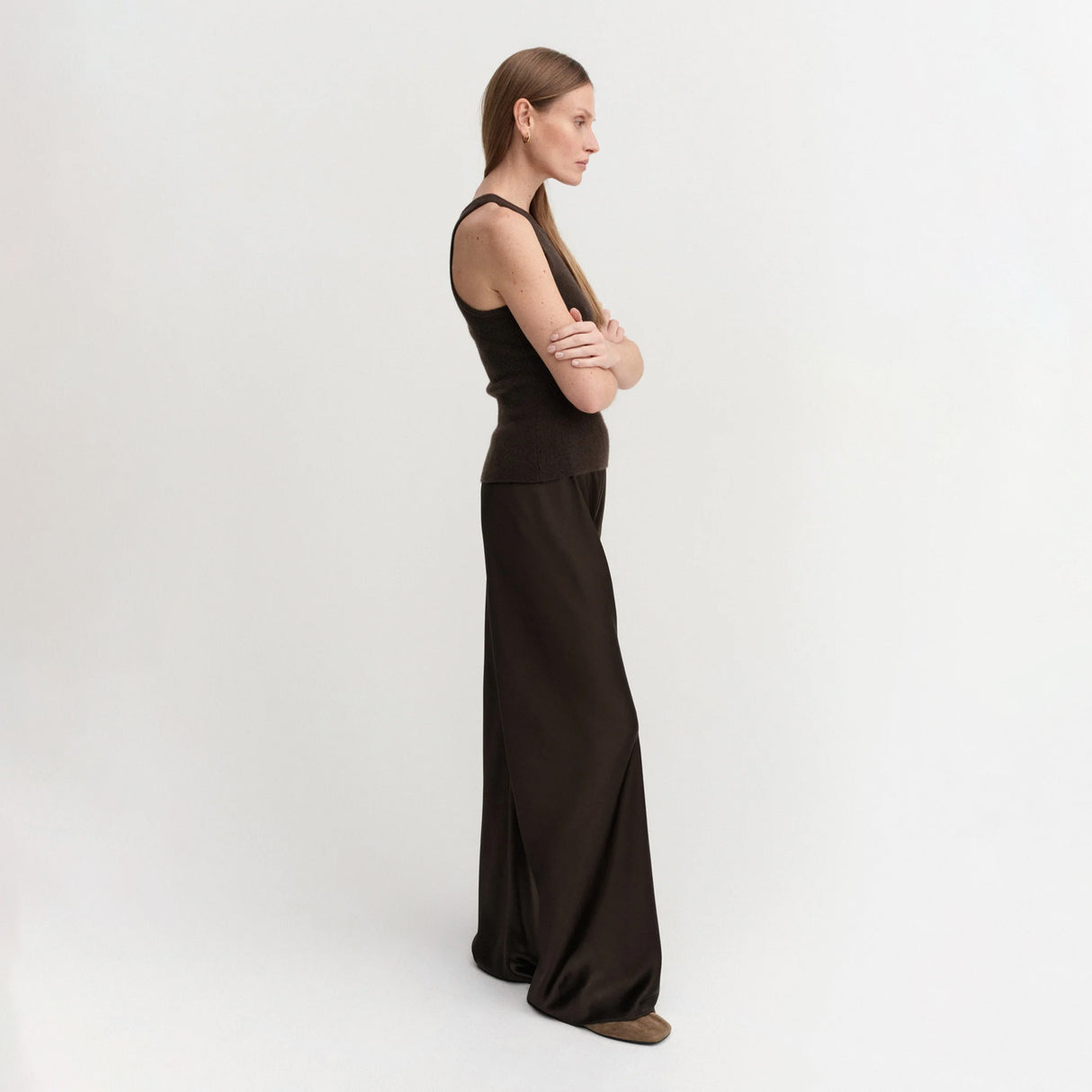 Almada Label BIAS SATIN PANTS, Chocolate