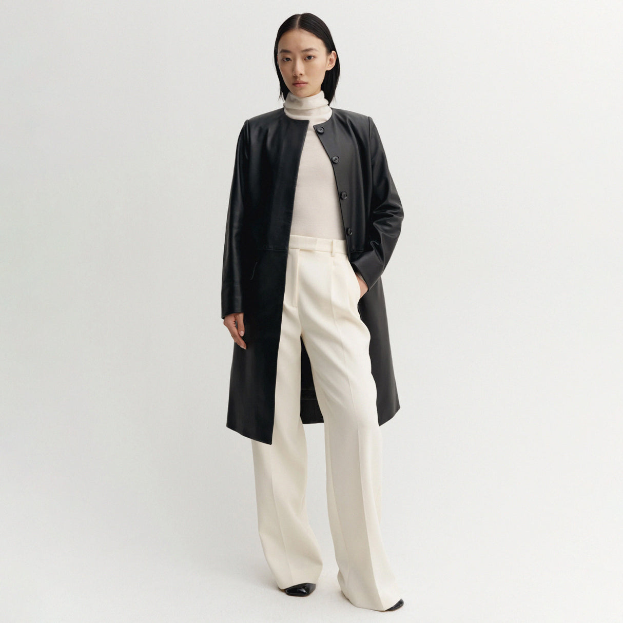 Almada Label GISELLE LEATHER COAT, Black