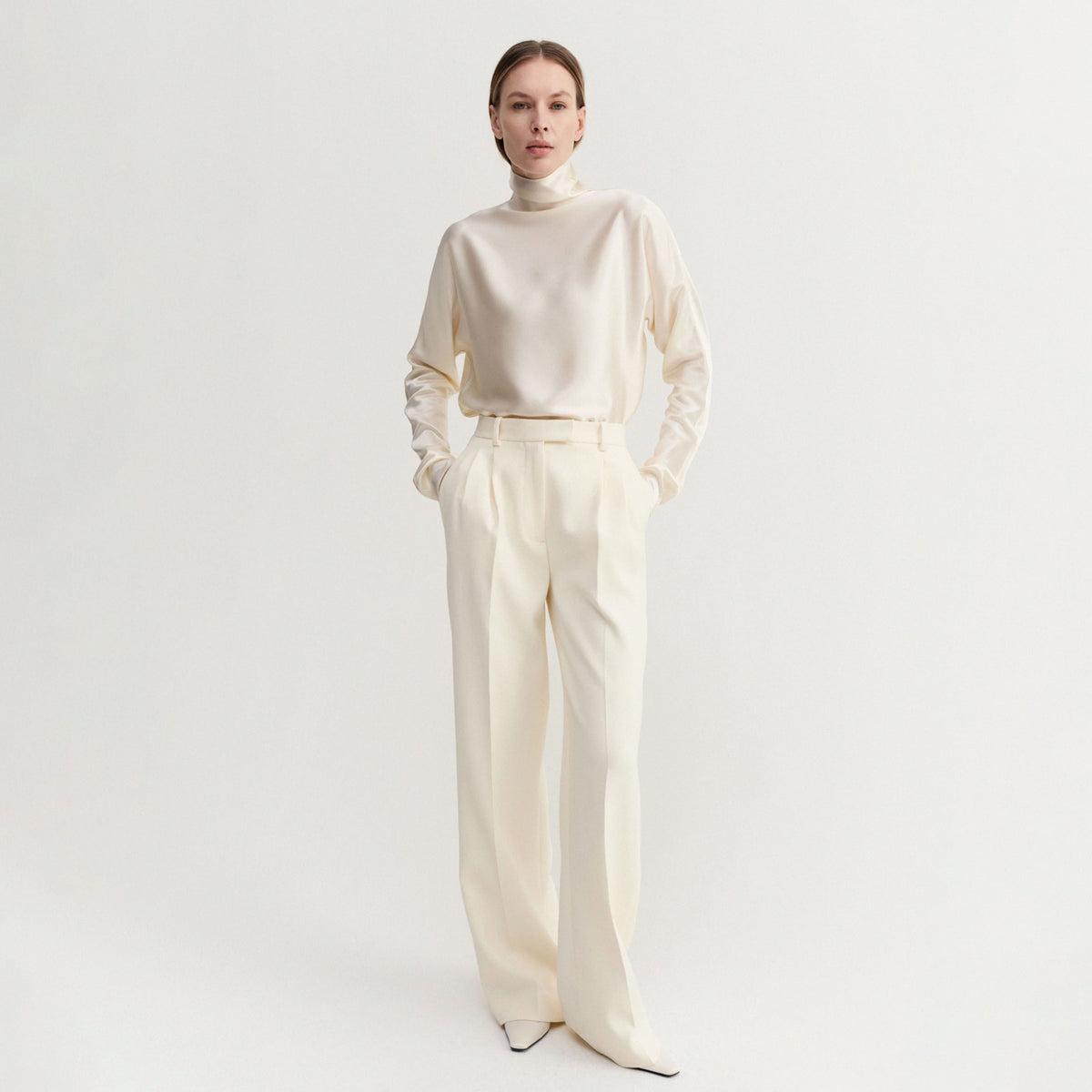 Almada Label MADDY SATIN BLOUSE, Vanilla