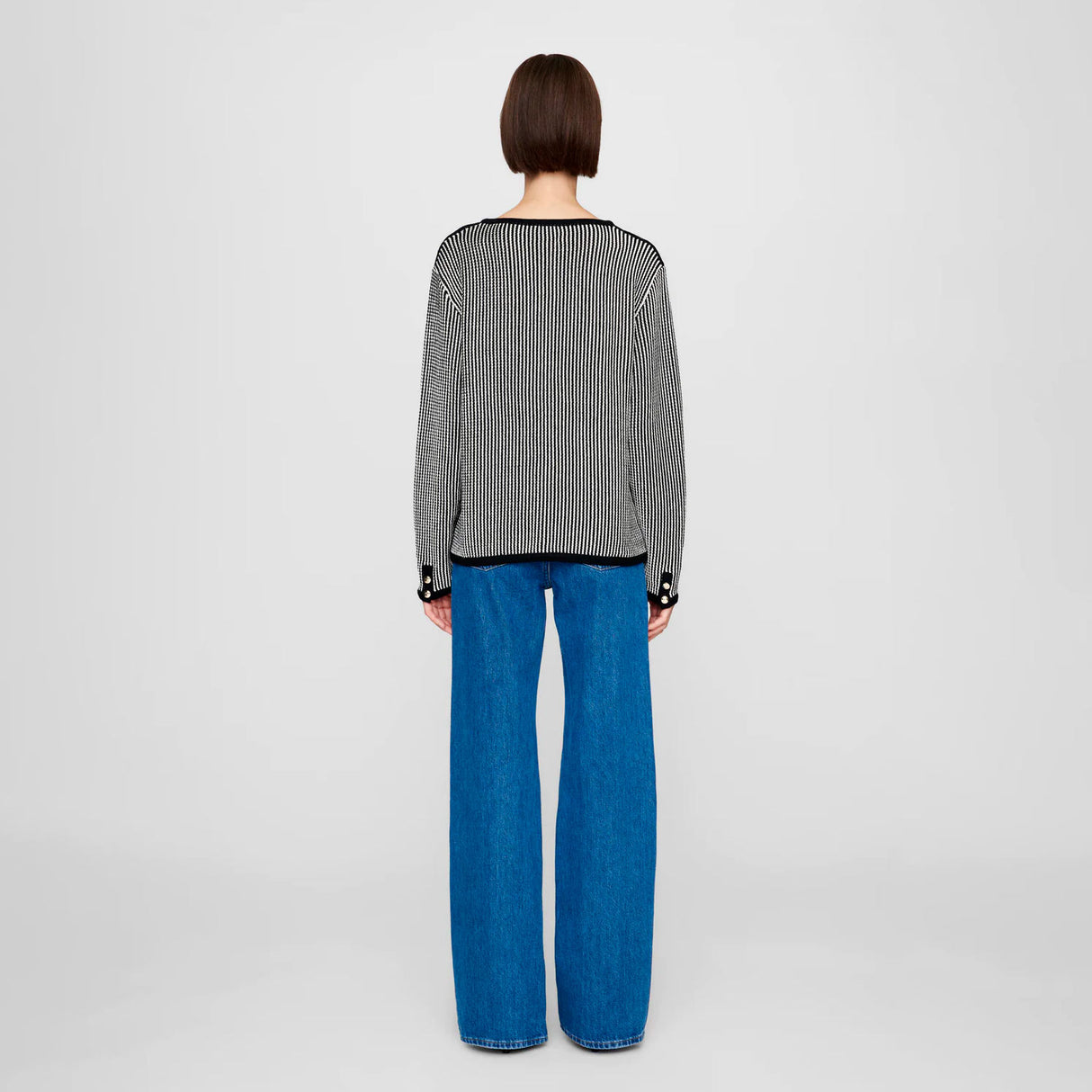 Anine Bing DAVE CARDIGAN, Black/White - Image 3