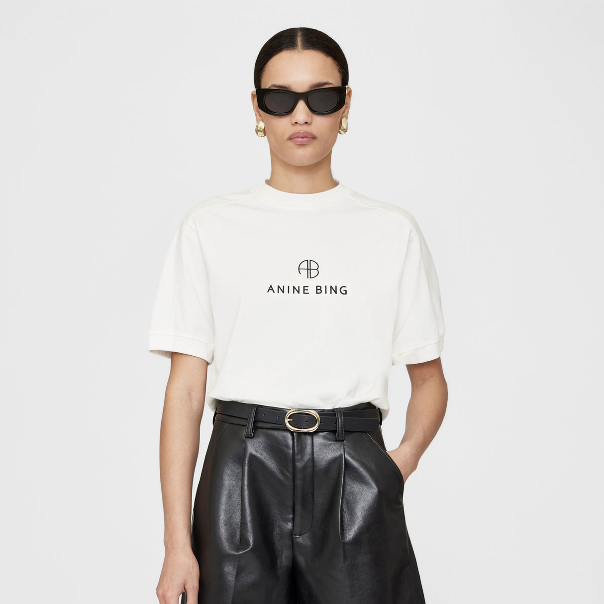 Anine Bing JAYLIN TEE MONOGRAM, Ivory