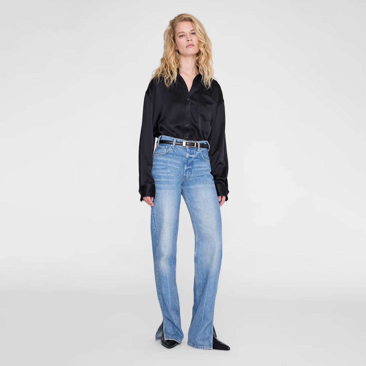 Anine Bing SCOTT CROPPED SHIRT, Black