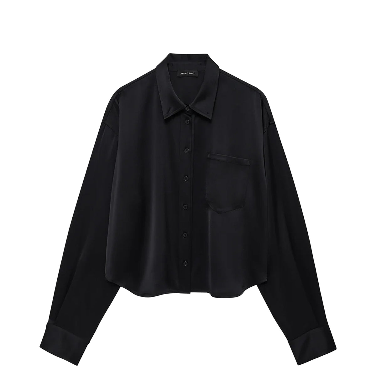 Anine Bing SCOTT CROPPED SHIRT, Black