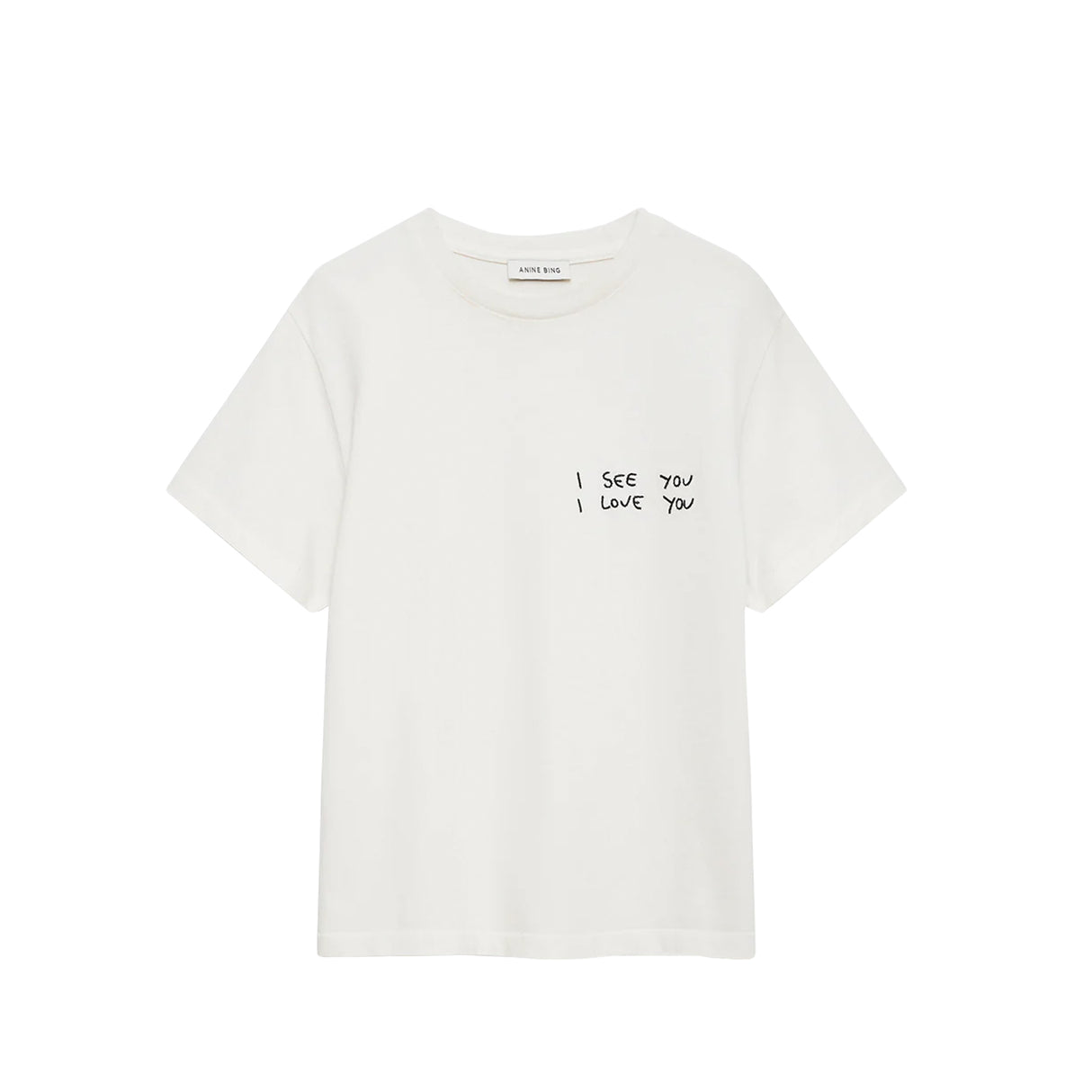 Anine Bing SHELLEY TEE I SEE YOU I LOVE, Washed Cream