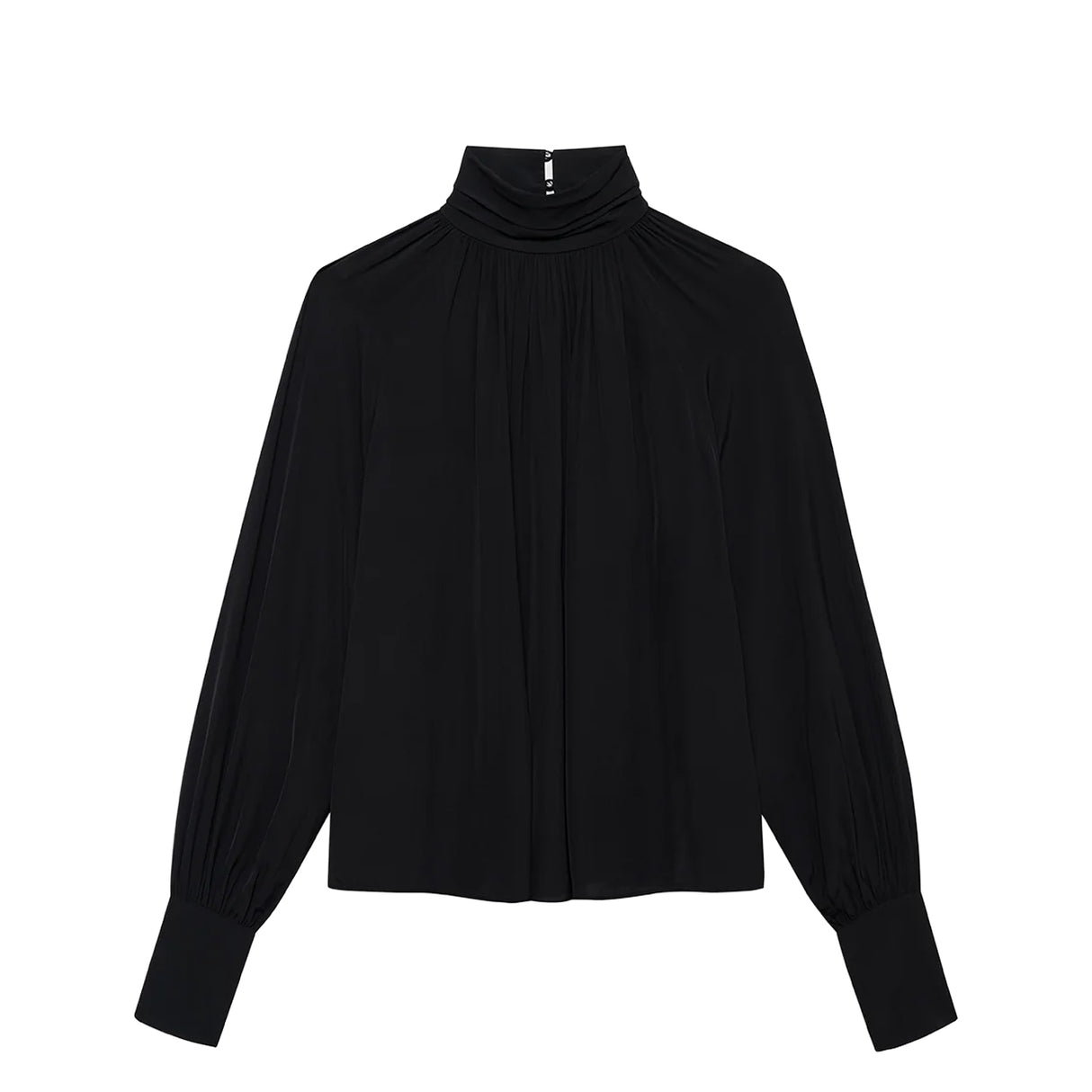 Black long-sleeve top on a white background