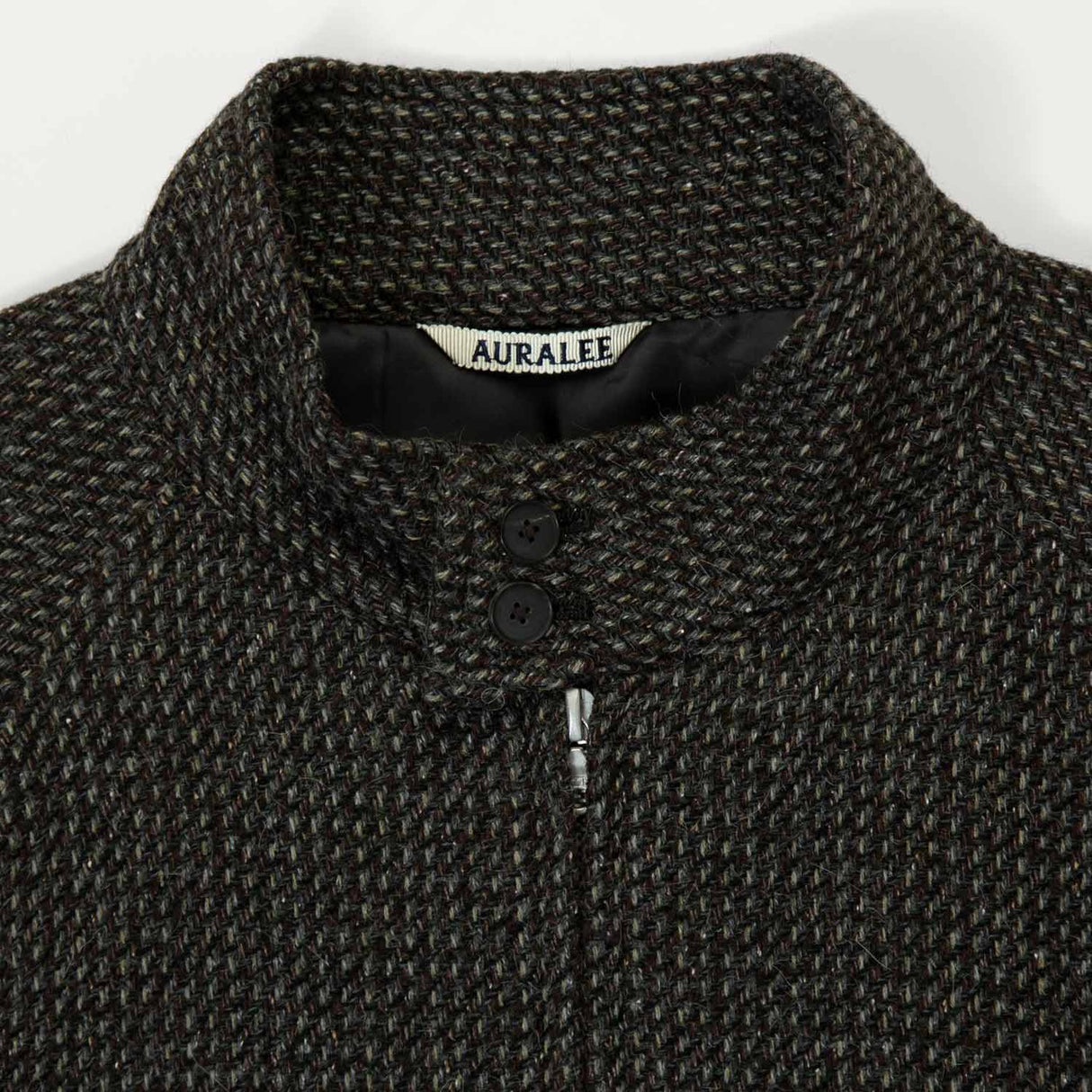 Auralee ALPACA WOOL SILK TWEED ZIP JACKET, Gray Brown