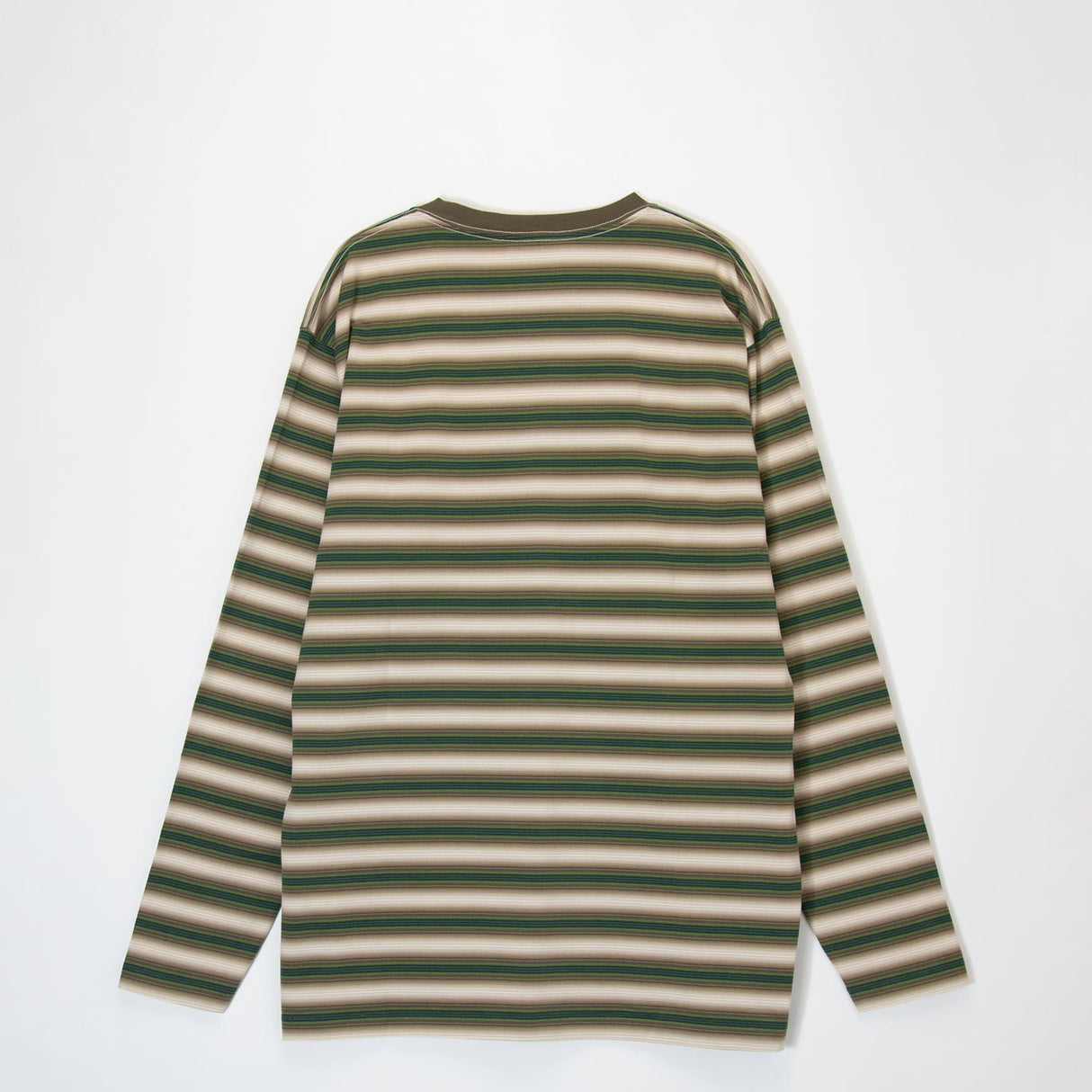 Auralee GRADIENT STRIPE JERSEY L/S T-SHIRT, Fade Brown Stripe