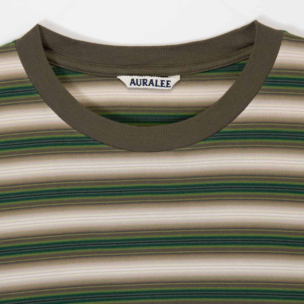 Auralee GRADIENT STRIPE JERSEY L/S T-SHIRT, Fade Brown Stripe