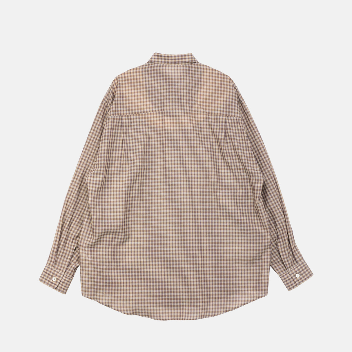 Auralee AIRY LIGHT COTTON CHECK BIGSHIRT, Brown Gingham Check