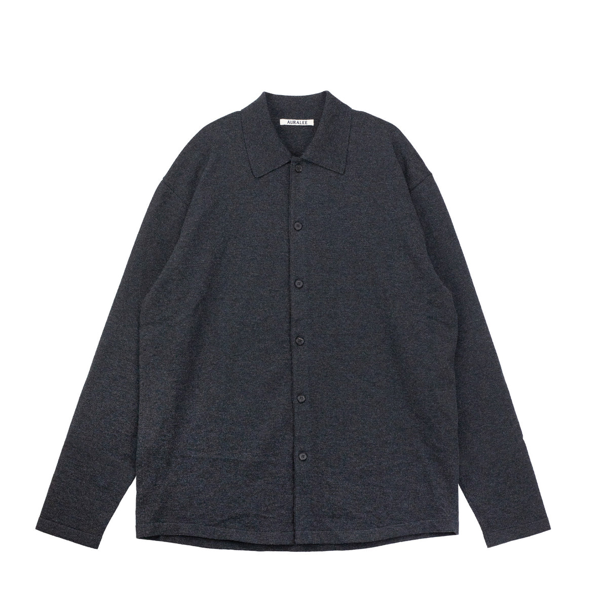 Auralee HIGH TWIST WOOL KNIT SHIRT CARDIGAN, Charcoal