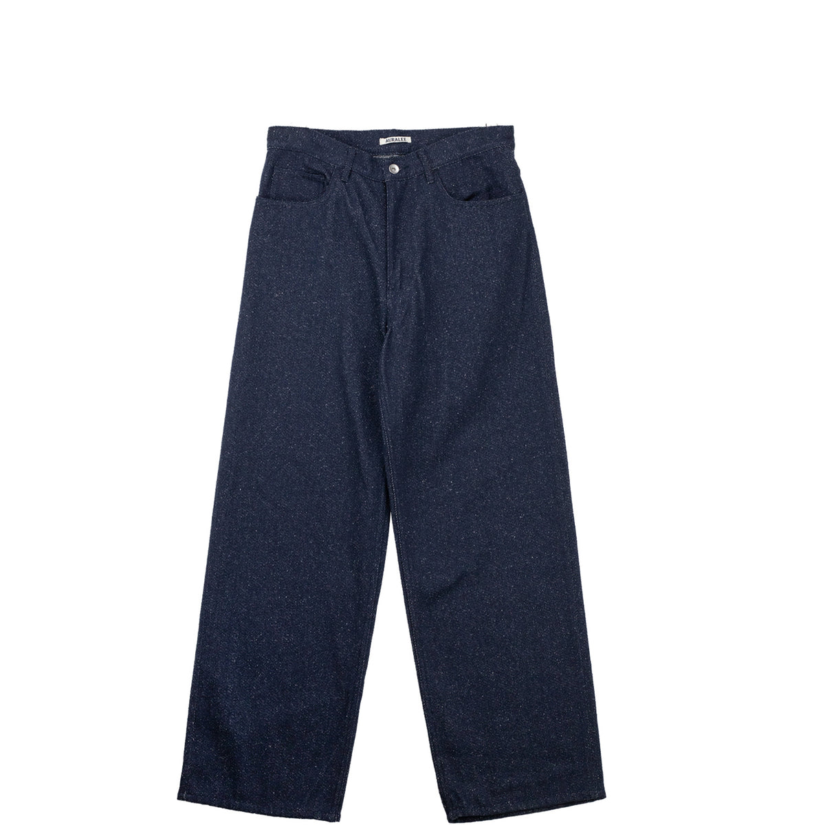 Auralee SILK NEP DENIM 5P WIDE PANTS, Dark Navy