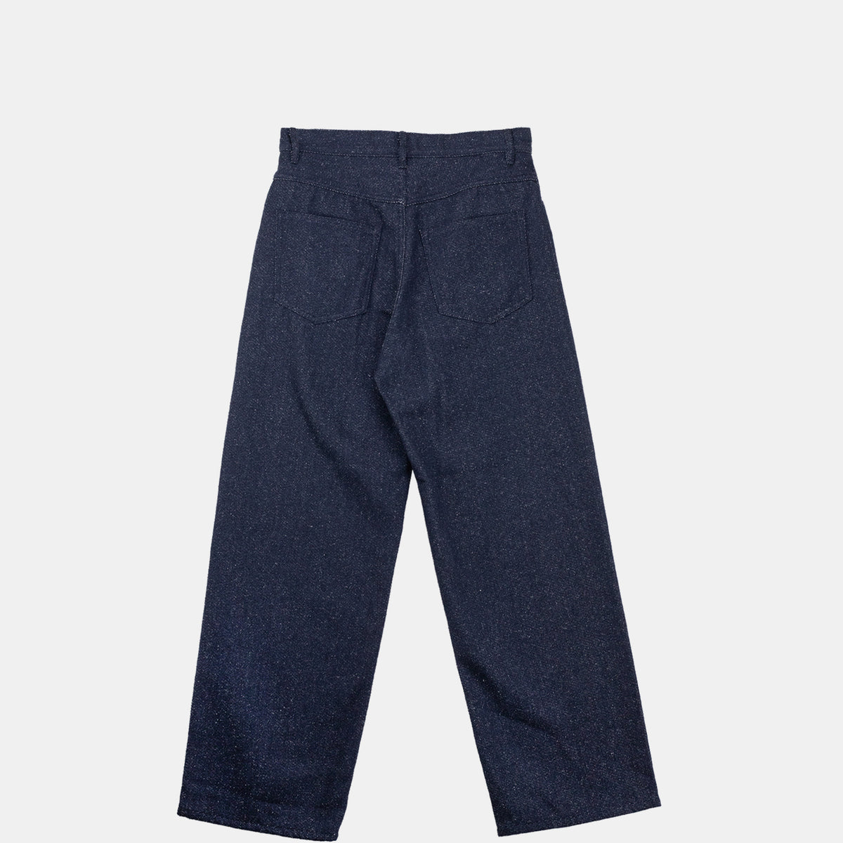Auralee SILK NEP DENIM 5P WIDE PANTS, Dark Navy