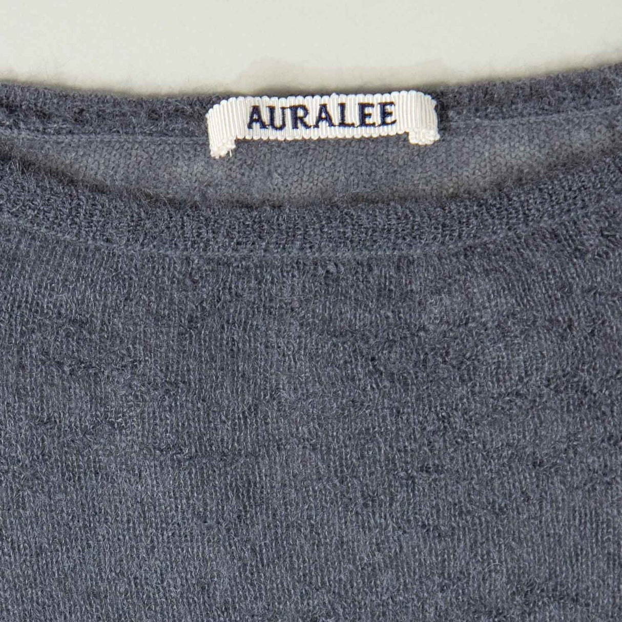 Auralee SHEER KNIT BOAT-NECK TOP, Charcoal