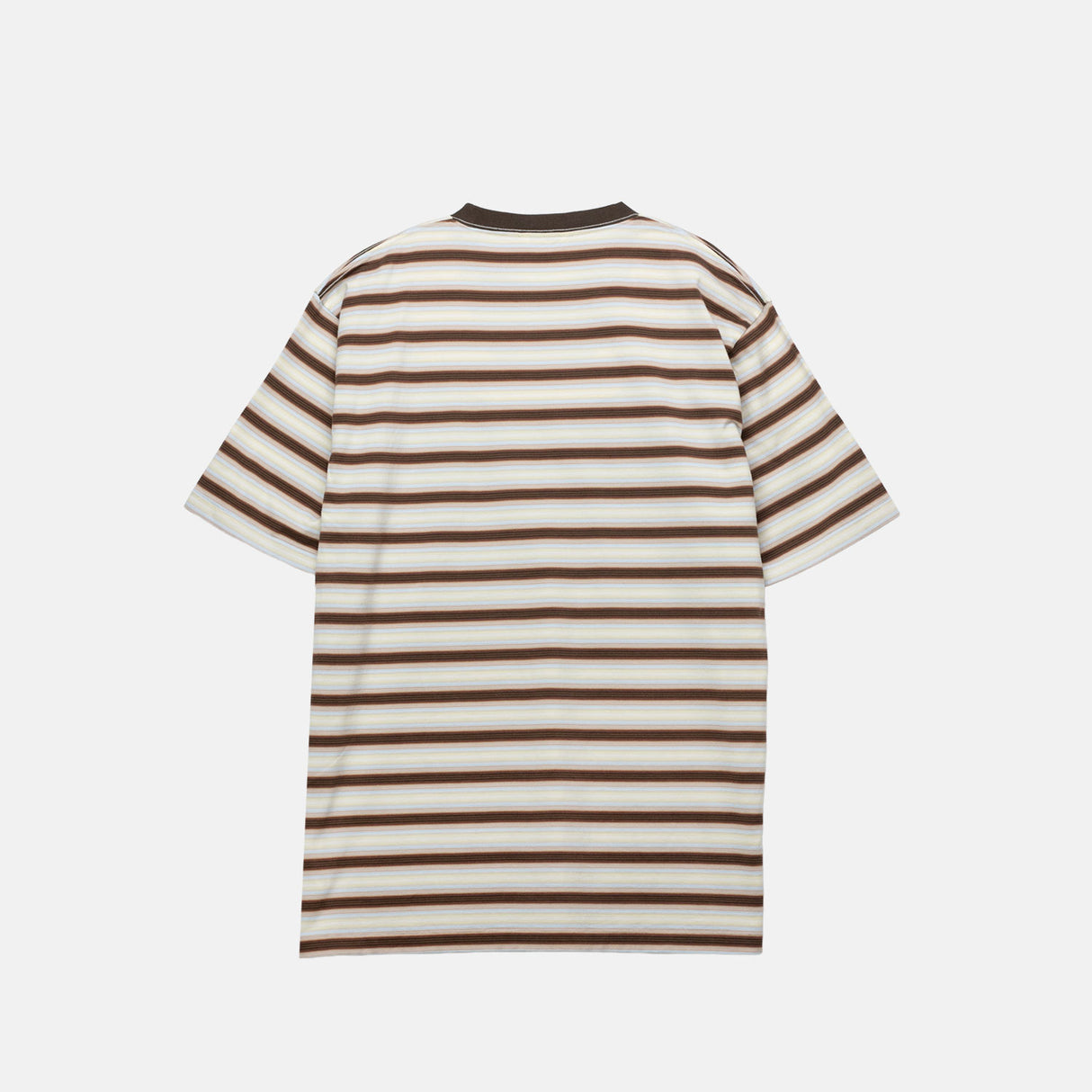 Auralee M'S GRADIENT STRIPE JERSEY TEE, Fade Brown Stripe