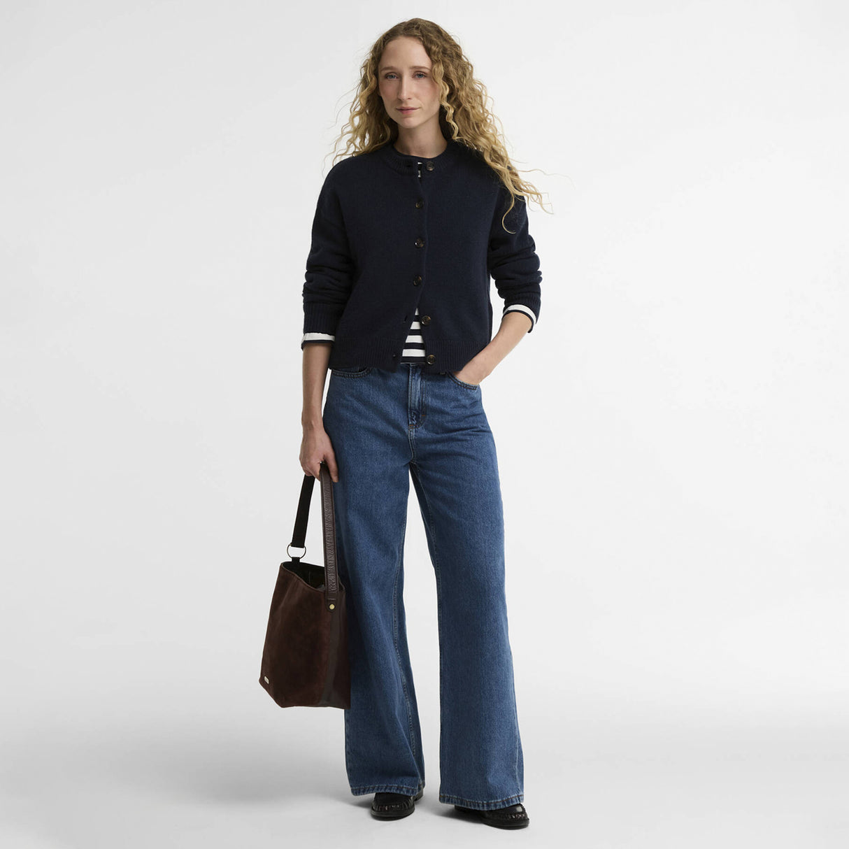 Barbour WOODHOUSE CASHMERE-BLEND CARDIGAN, Navy