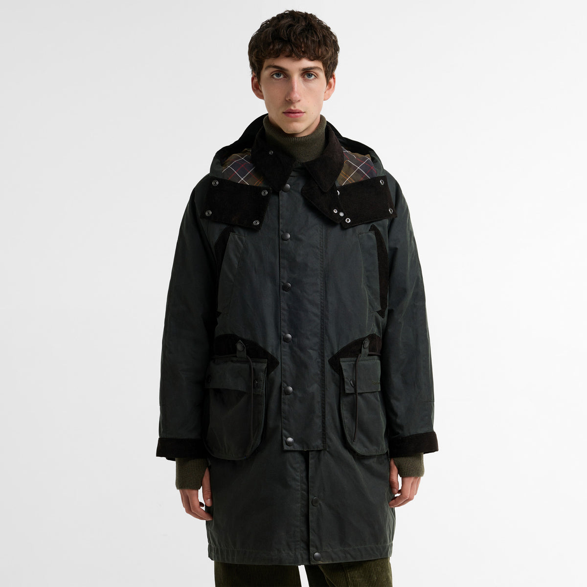 Barbour x Norbit LONG WAX JACKET, Light Sage