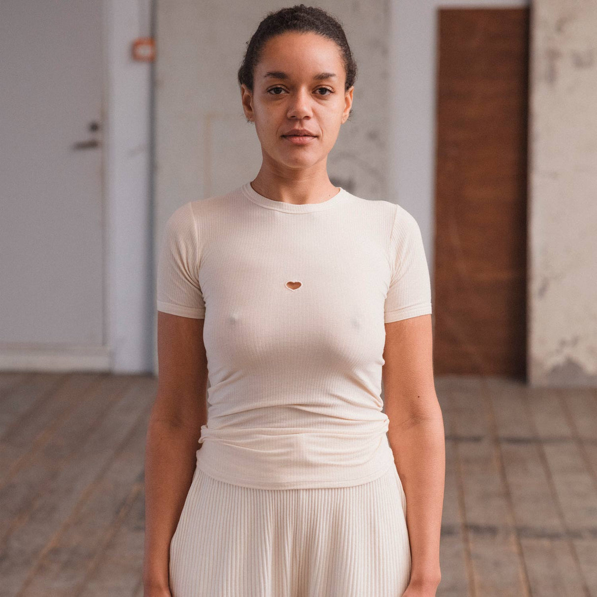 Baserange HEART SHORT SLEEVE TEE, Undyed