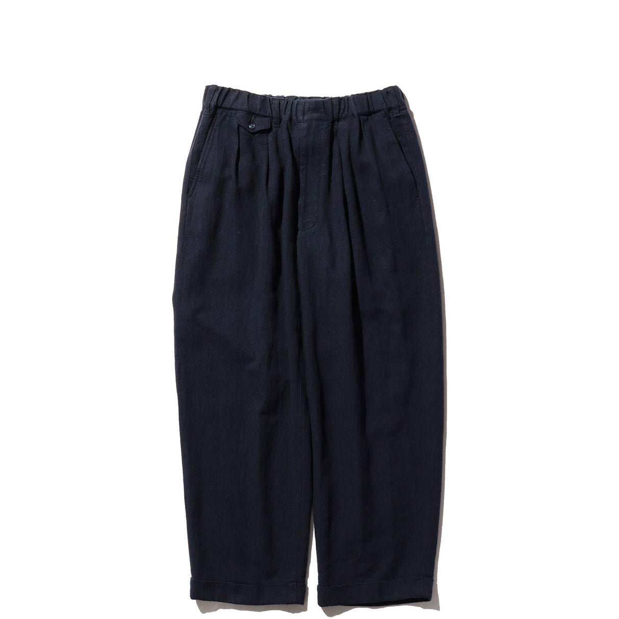 Beams+ 2 PLEATS RELAX TROUSERS LINEN COTTON, Navy