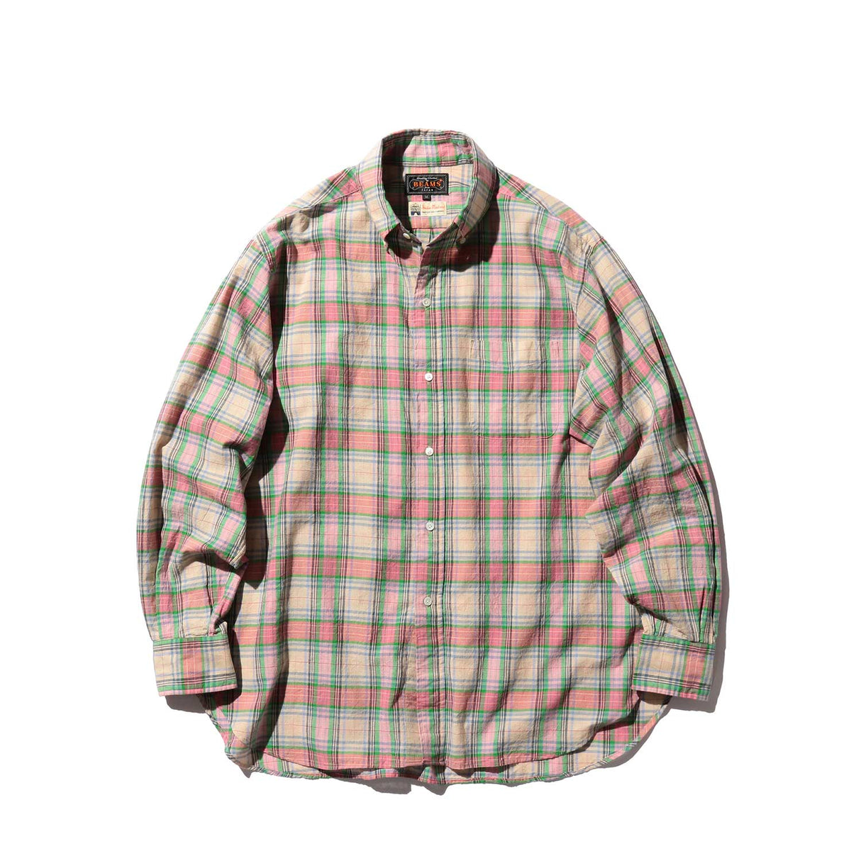 Beams+ B.D. CLASSIC-FIT MADRAS, Pink