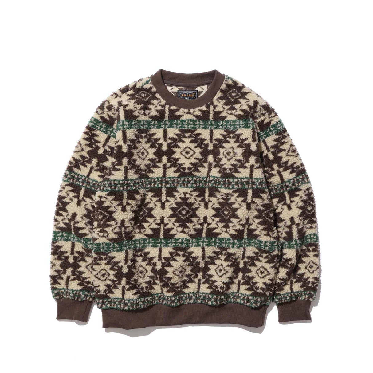 Beams+ CREW BOA JACQUARD, Brown