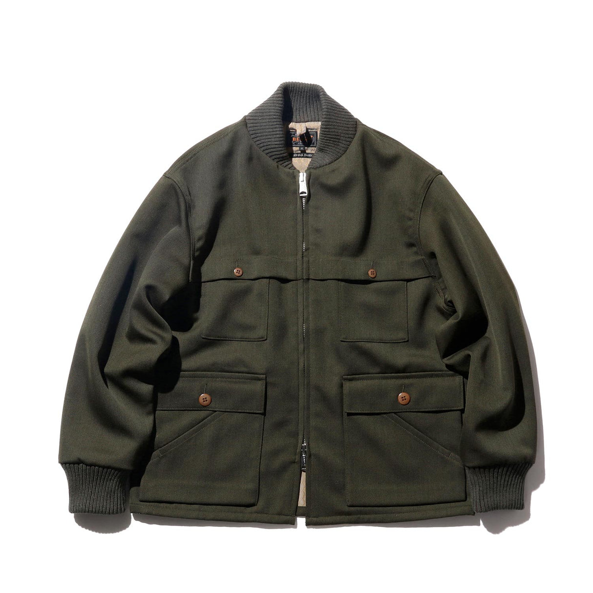 Beams+ FIELDER JACKET WOOL ELASTIC, Green