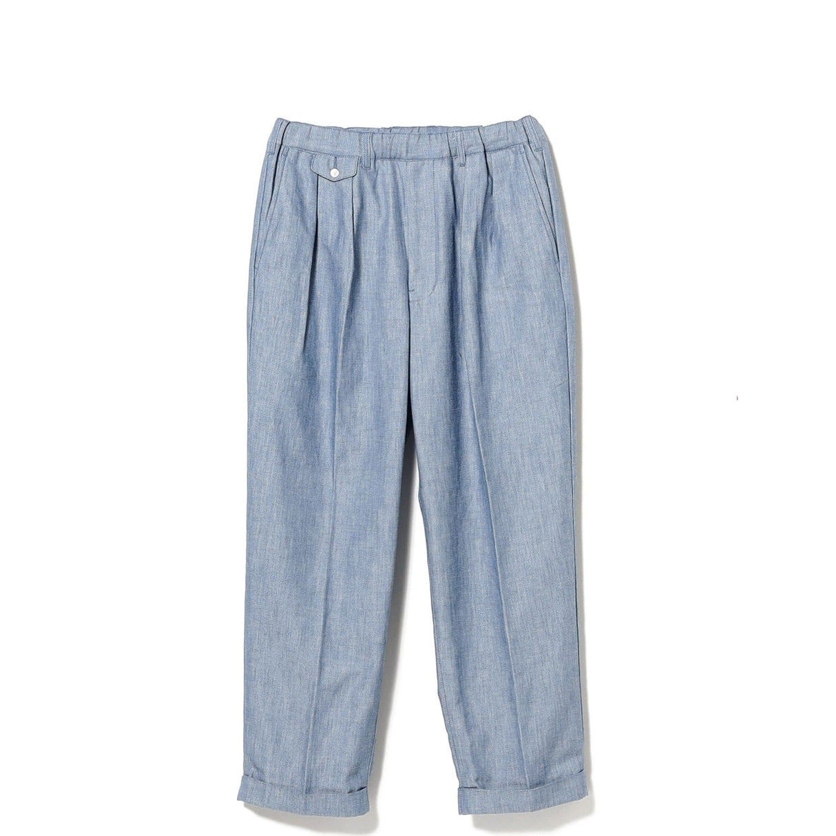 Beams+ 2 PLEATS RELAX TROUSERS INDIGO OX, Light Indigo