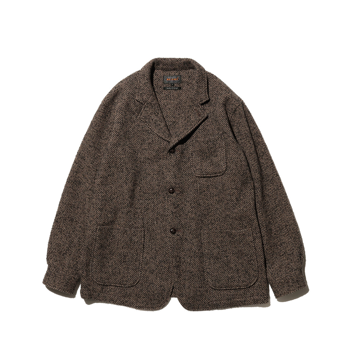 Beams+ 4B CUFFS JACKET HERRINGBONE, Brown