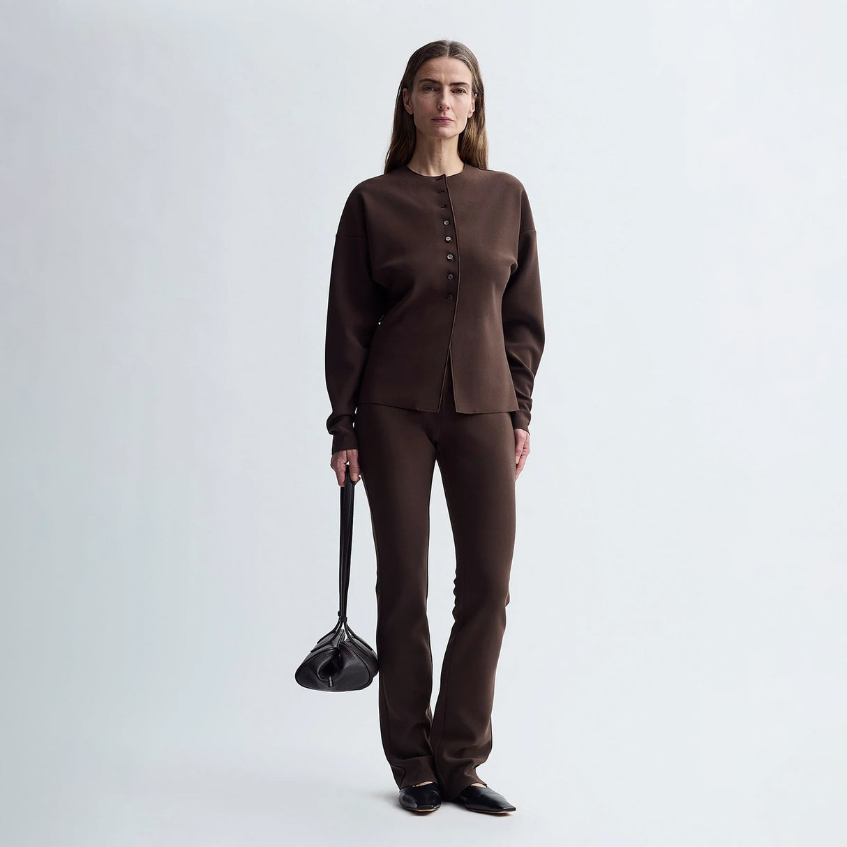 Birrot LAY2 ROUND-NECK CARDIGAN, Cocoa Brown