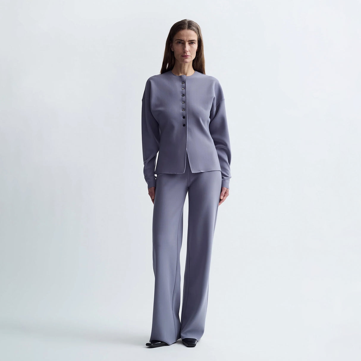 Birrot LAY2 ROUND-NECK CARDIGAN, Lilac Grey