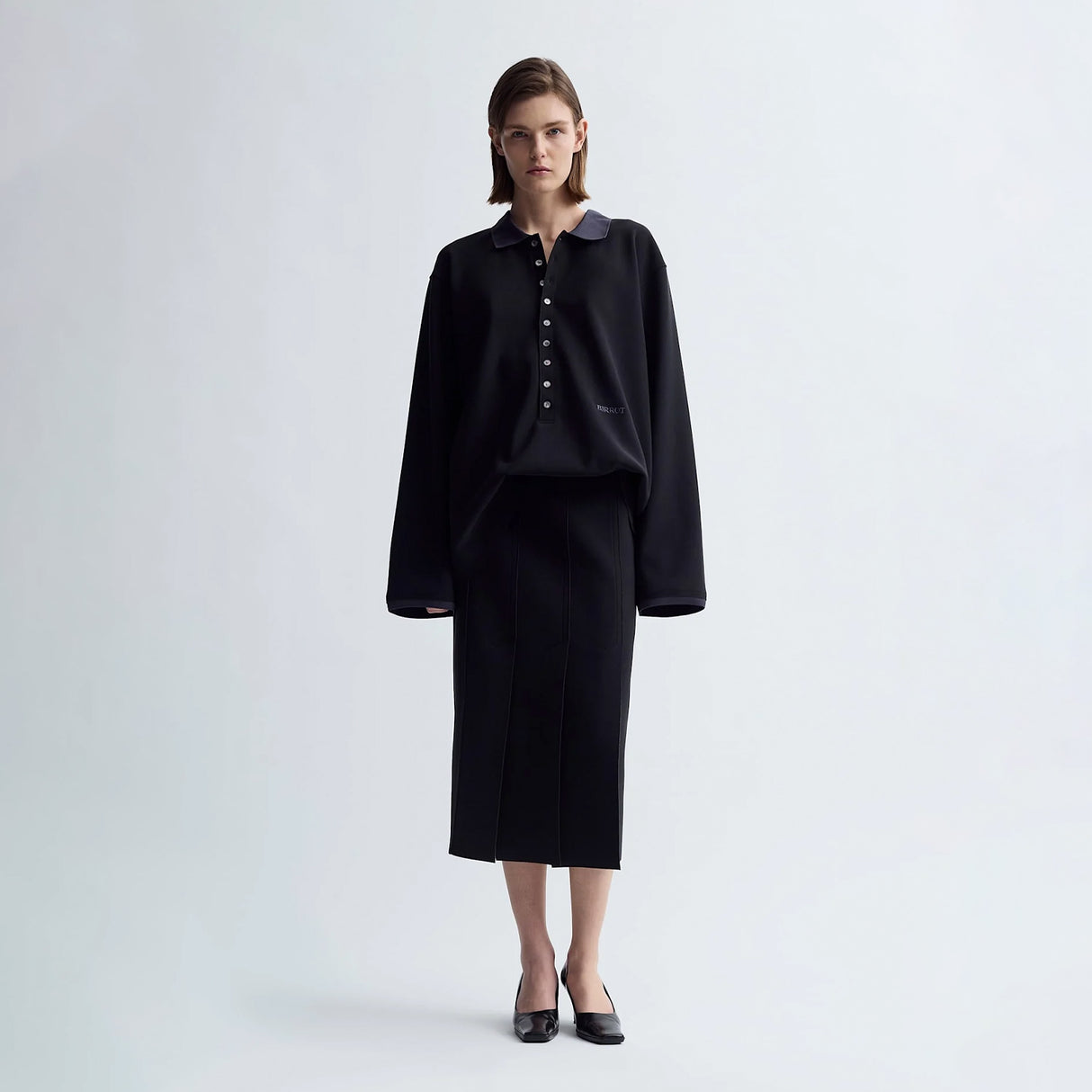Birrot LAY3 FRONT SLIT H SKIRT, Anthracite