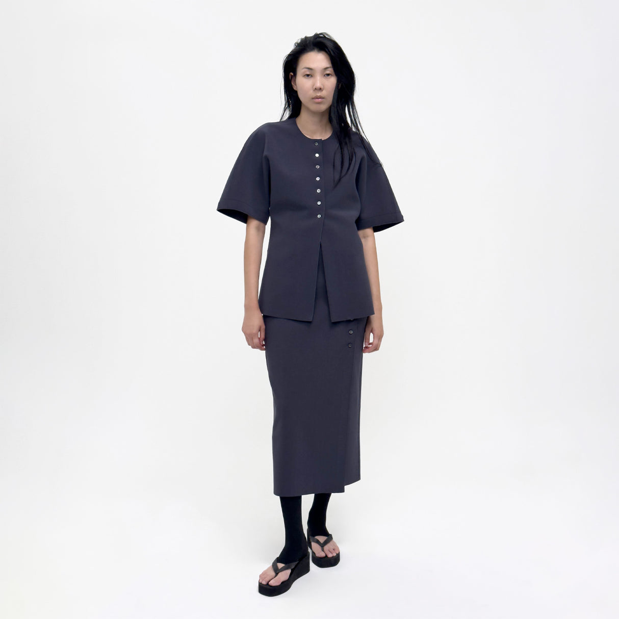 Birrot LAY3 HALF-SLEEVE BLOUSE, Mood Indigo