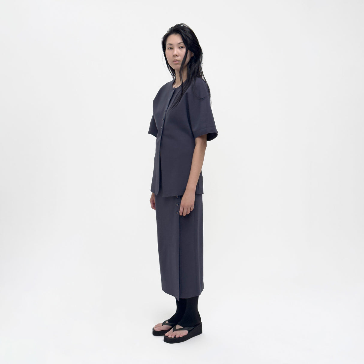 Birrot LAY3 HALF-SLEEVE BLOUSE, Mood Indigo