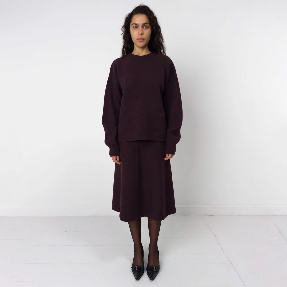 Birrot MERINO KNIT SKIRT, Dark Maroon