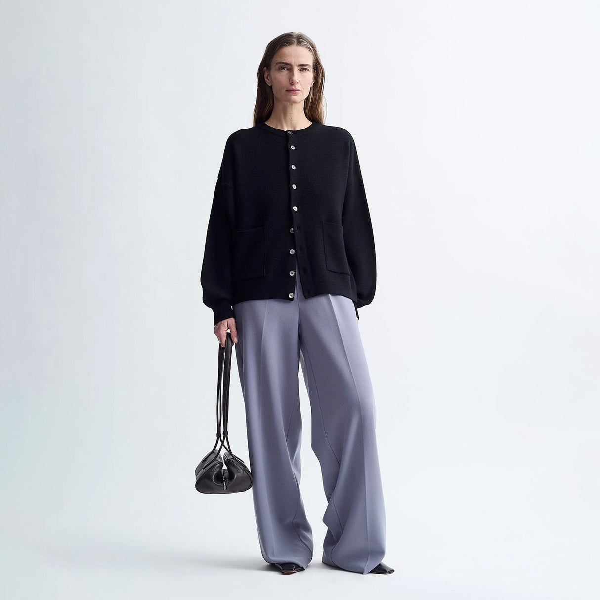 Birrot MERINO ROUND CARDIGAN, Black