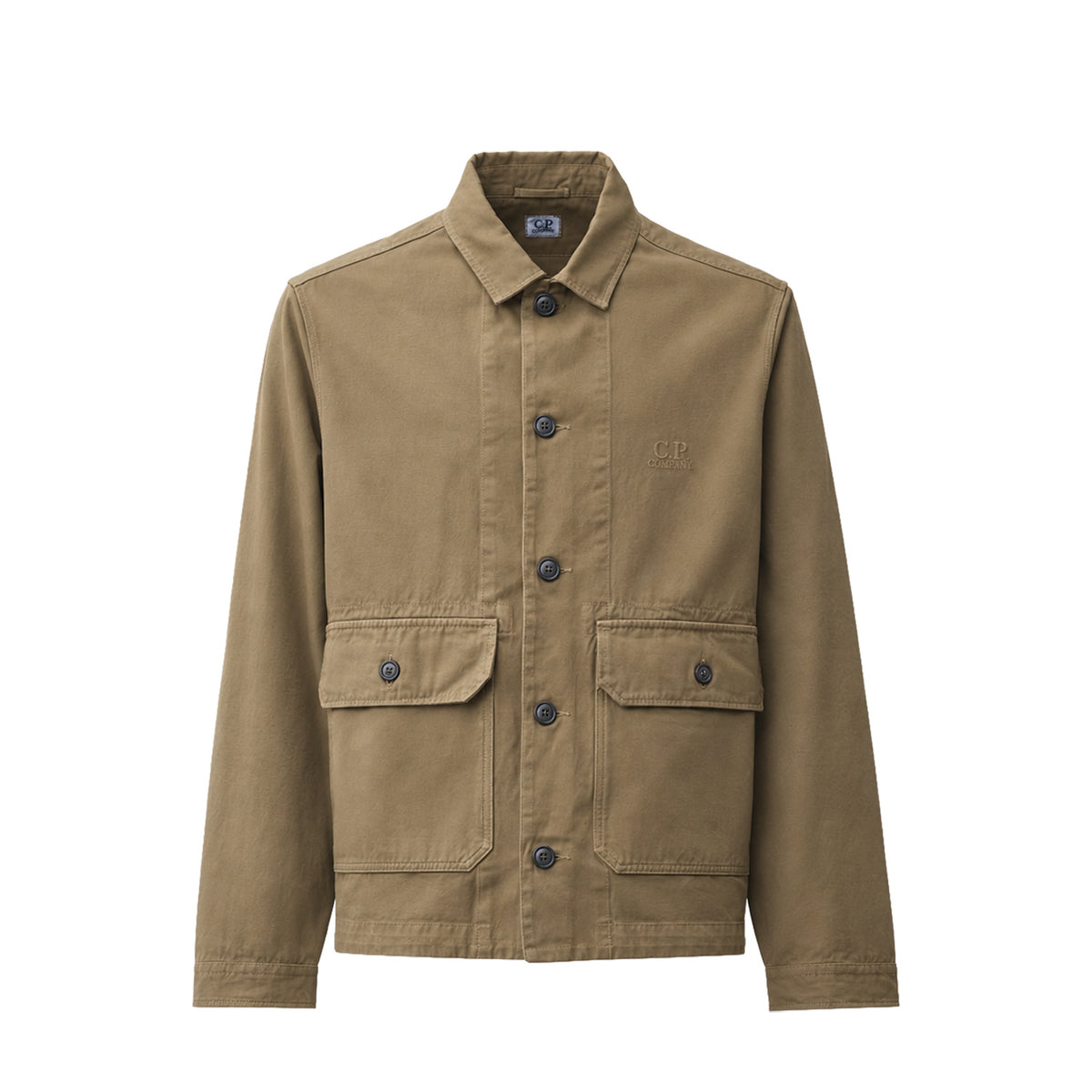 C.P. Company COTTON MICRO WEAVE BUTTON OVERSHIRT, Ermine