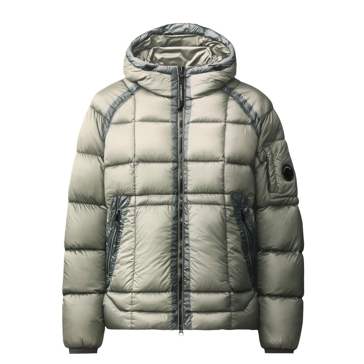 C.P. Company D.D. SHELL HOODED PUFFER JACKET, Flint Grey