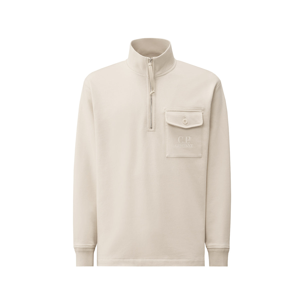 C.P. Company DIAGONAL RAISED FLEECE HALF ZIP SWEATSHIRT, Frozen Dew