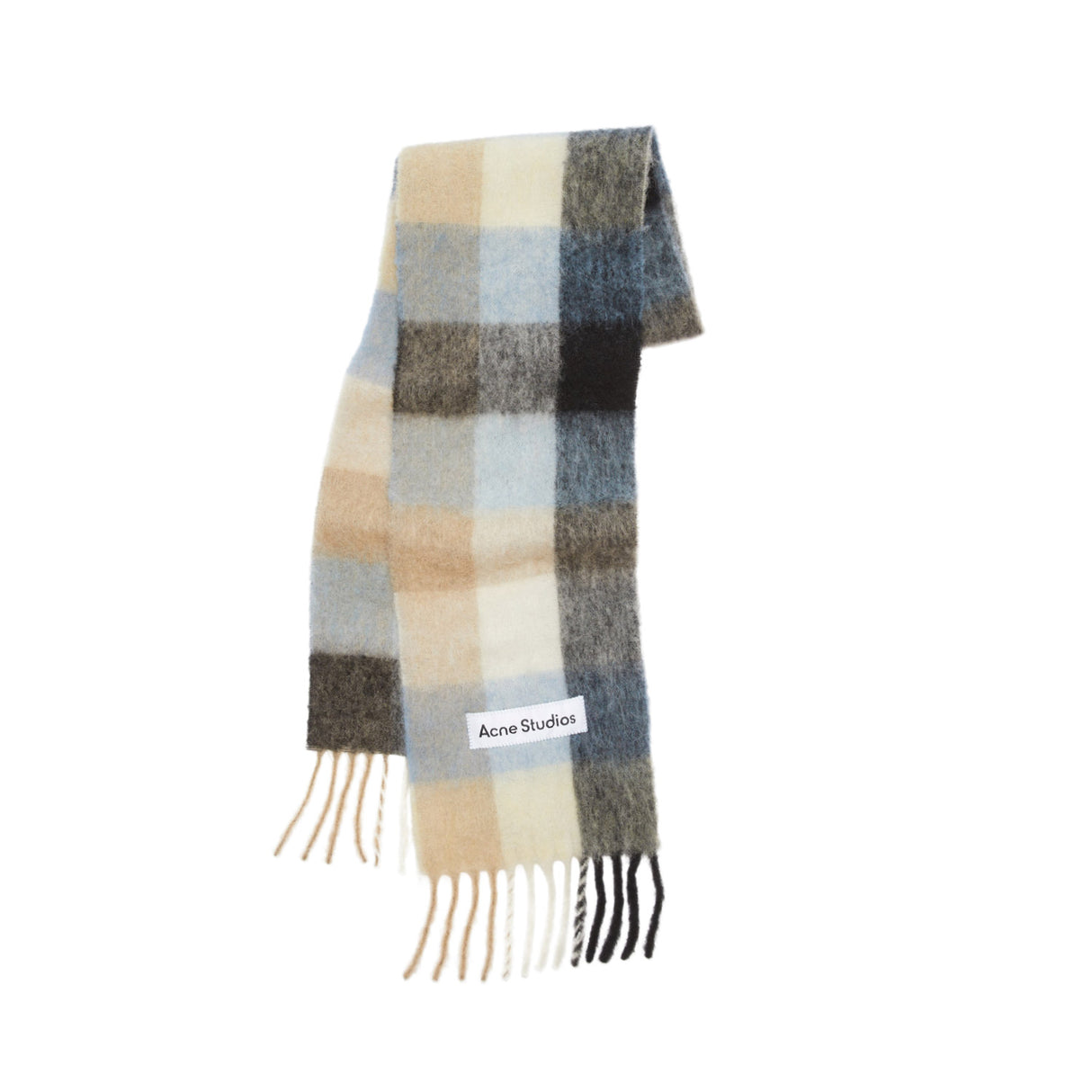 Acne Studios MOHAIR CHECKED SCARF, Blue/Beige/Black