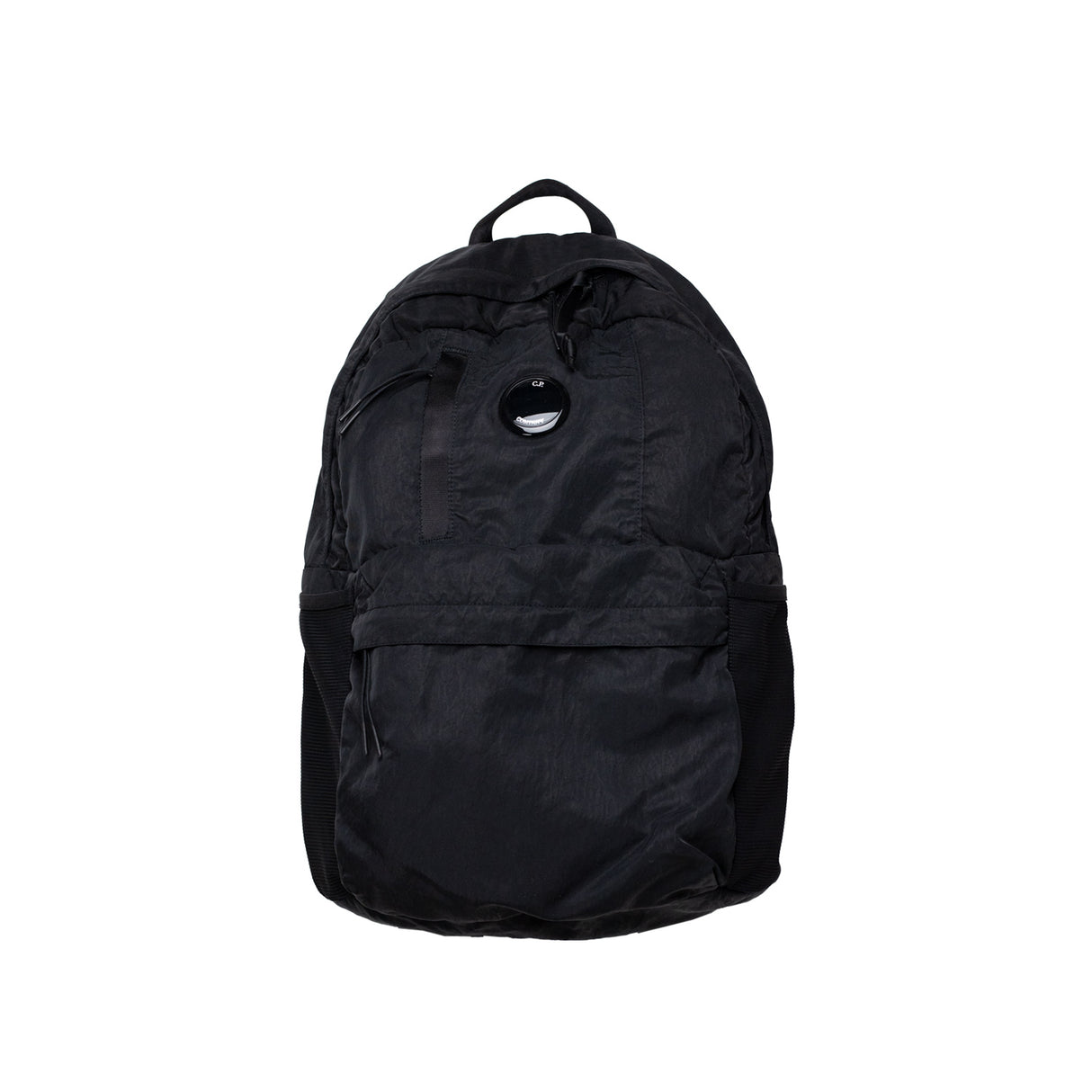 Black backpack on a white background